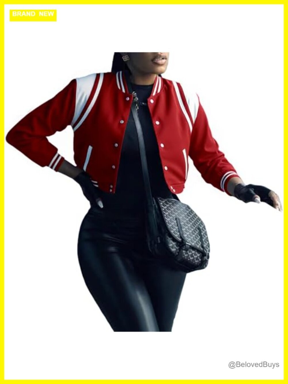 Women's Cropped Bomber Jacket Button Long Sleeve Casual Fall Outerwear